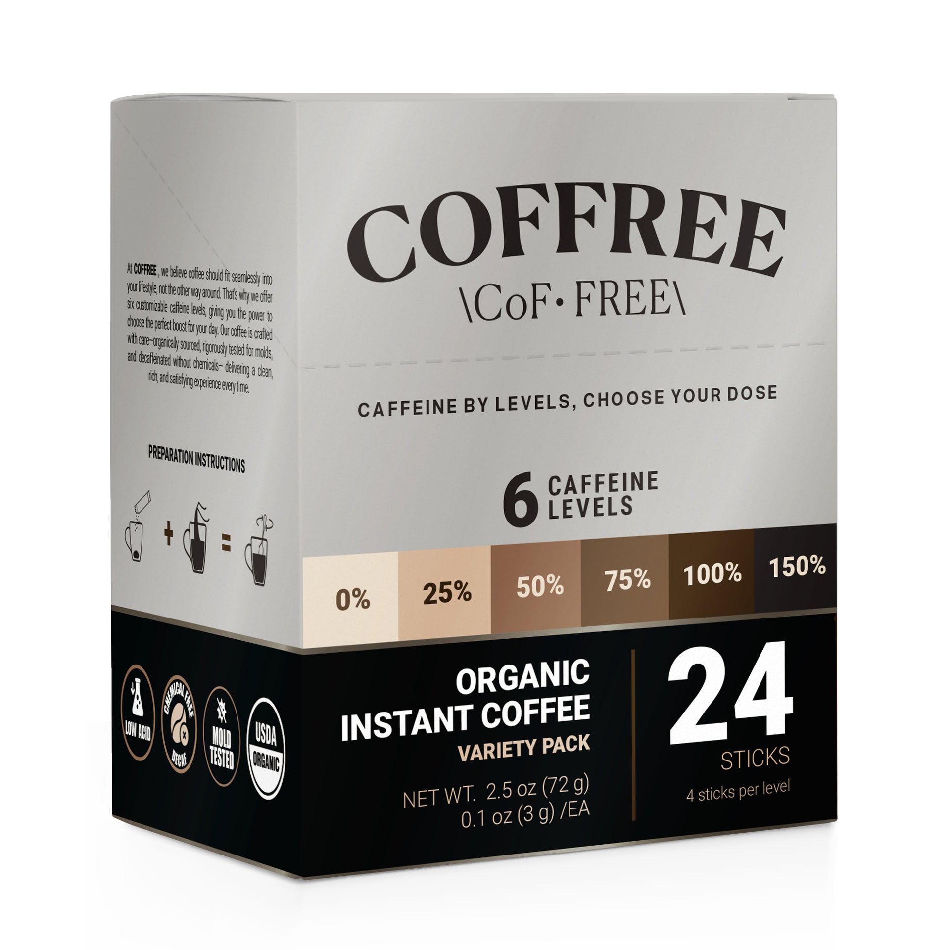 Variety Pack (4 of each caffeine level) - 24 Pack Box
