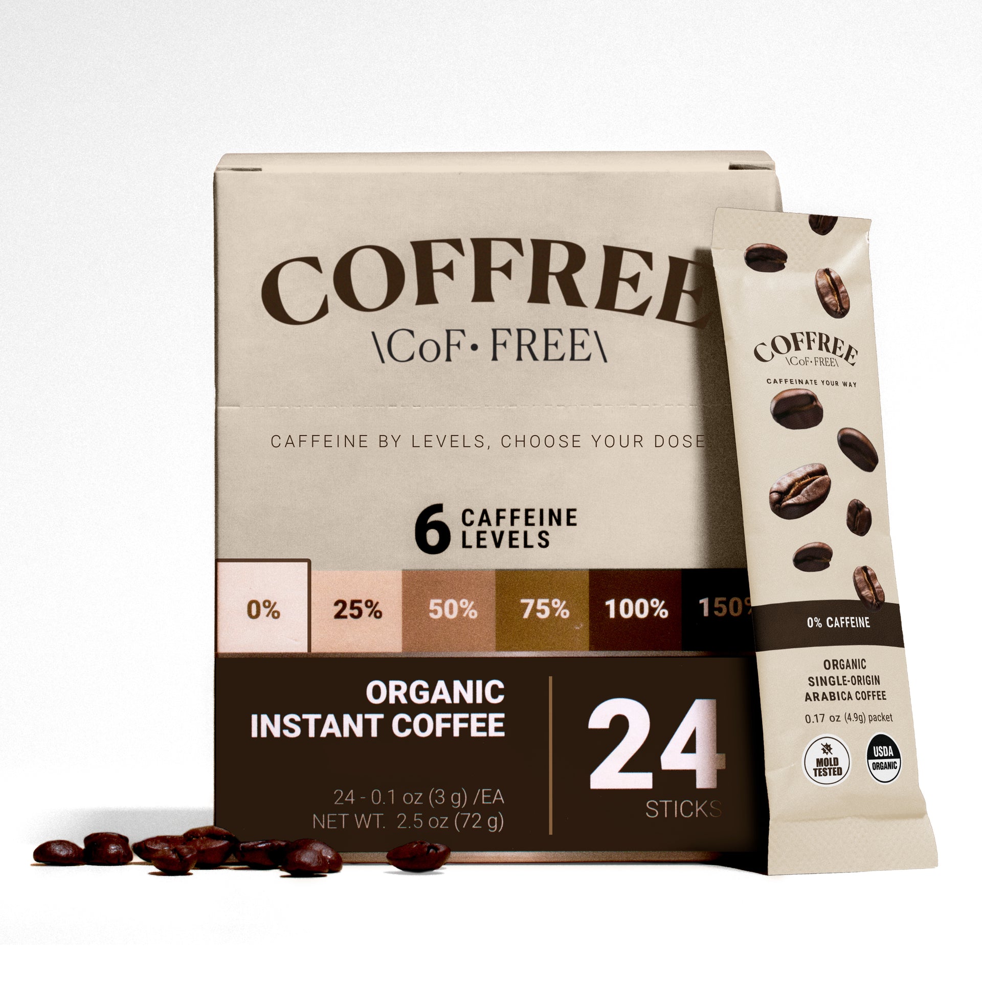 0% Decaf Instant Coffee - 24 Pack Box