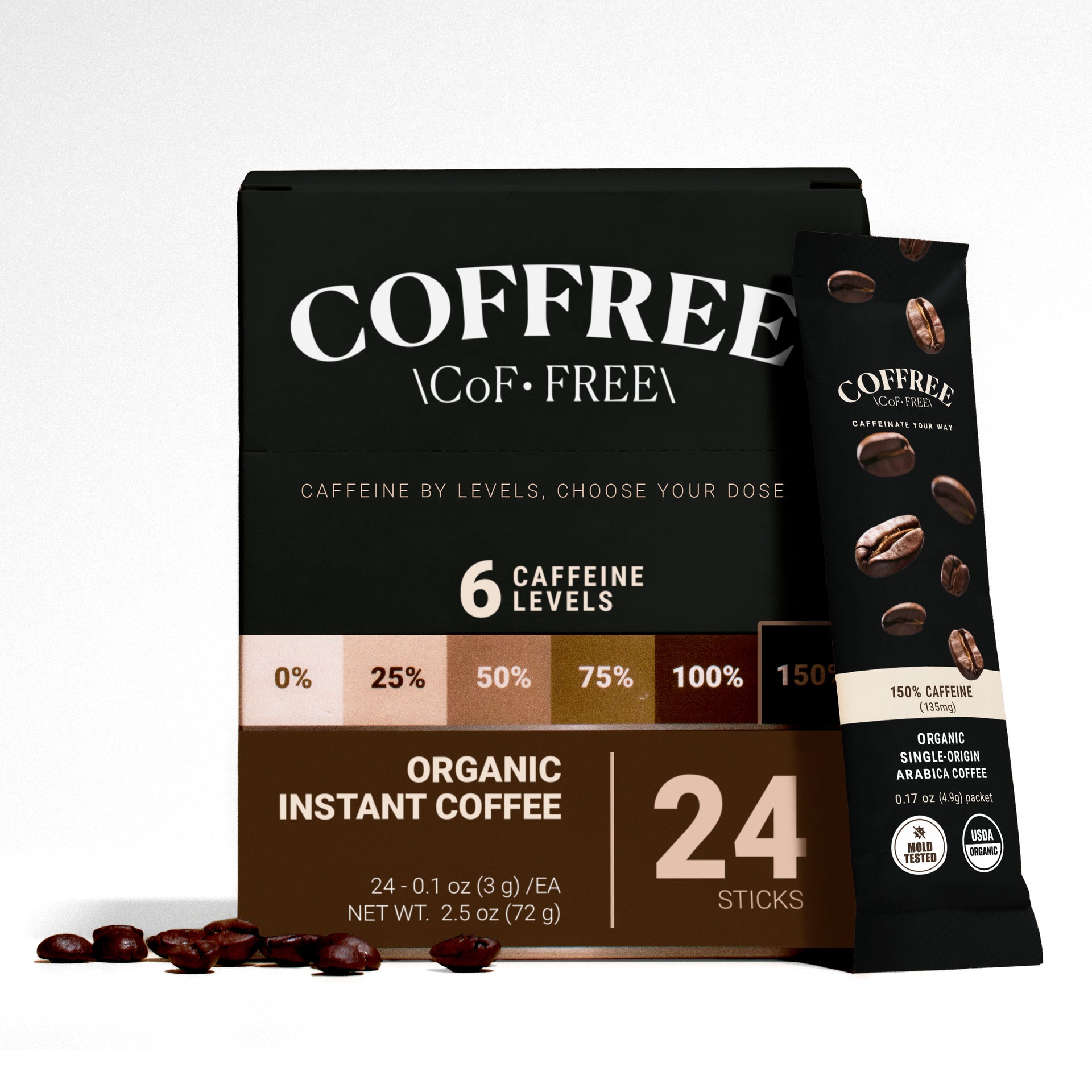 150% Caffeine Instant Coffee - 24 Pack Box